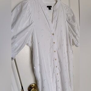 Ann Taylor White Embroidered Midi Dress